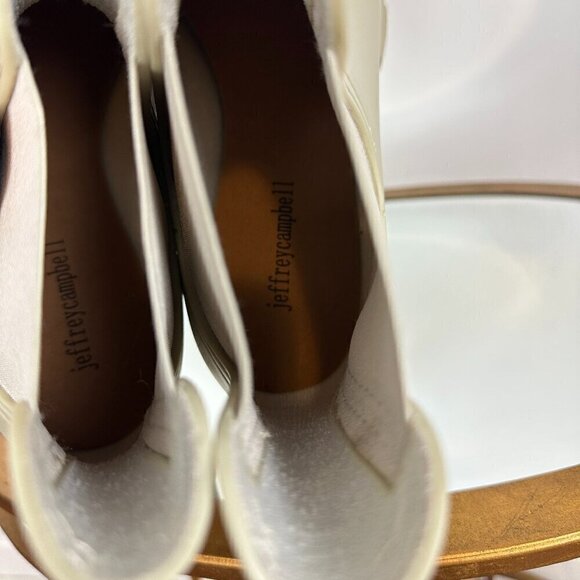 JEFFREY CAMPBELL Pleu Platform Lug Sole Chelsea Rain Boot in Cream Size US 10 - Picture 9 of 9